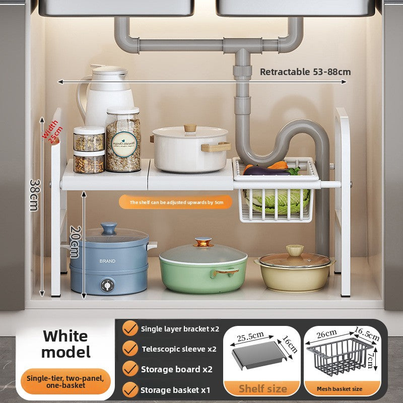 PUREUTILITY Adjustable Under-Sink Kitchen Storage Rack