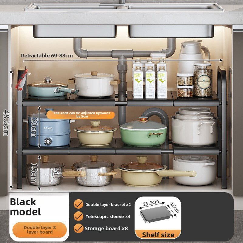 PUREUTILITY Adjustable Under-Sink Kitchen Storage Rack
