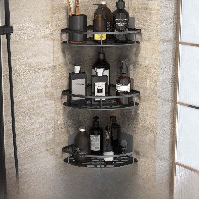 PUREUTILITY Corner Shower Storage Basket – No-Drill Wall Mounted