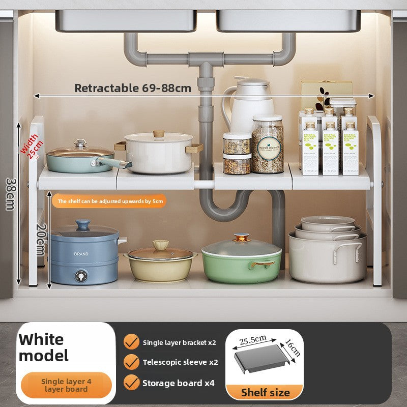 PUREUTILITY Adjustable Under-Sink Kitchen Storage Rack