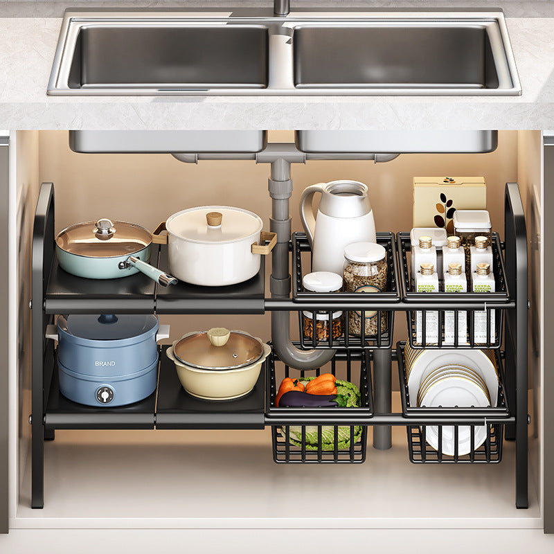 PUREUTILITY Adjustable Under-Sink Kitchen Storage Rack