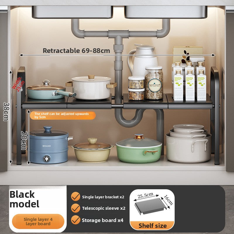 PUREUTILITY Adjustable Under-Sink Kitchen Storage Rack