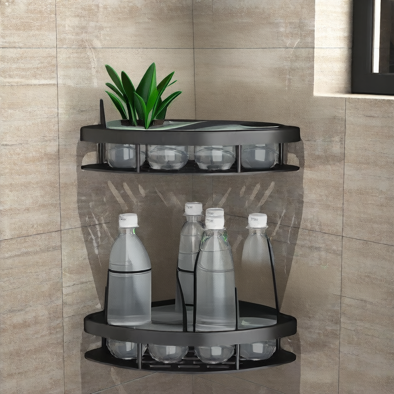 PUREUTILITY Corner Shower Storage Basket – No-Drill Wall Mounted