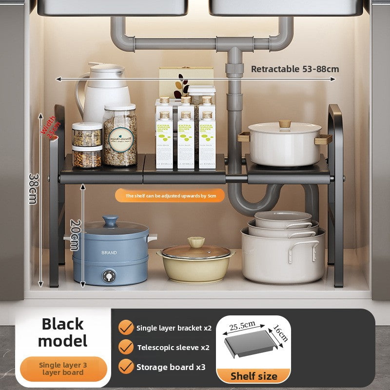 PUREUTILITY Adjustable Under-Sink Kitchen Storage Rack