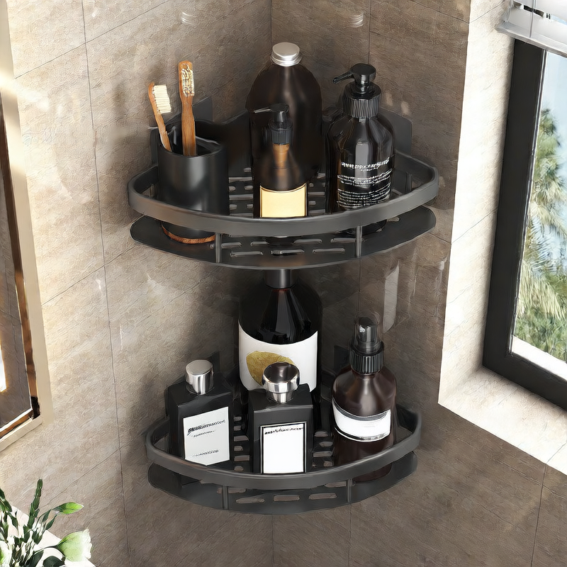 PUREUTILITY Corner Shower Storage Basket – No-Drill Wall Mounted