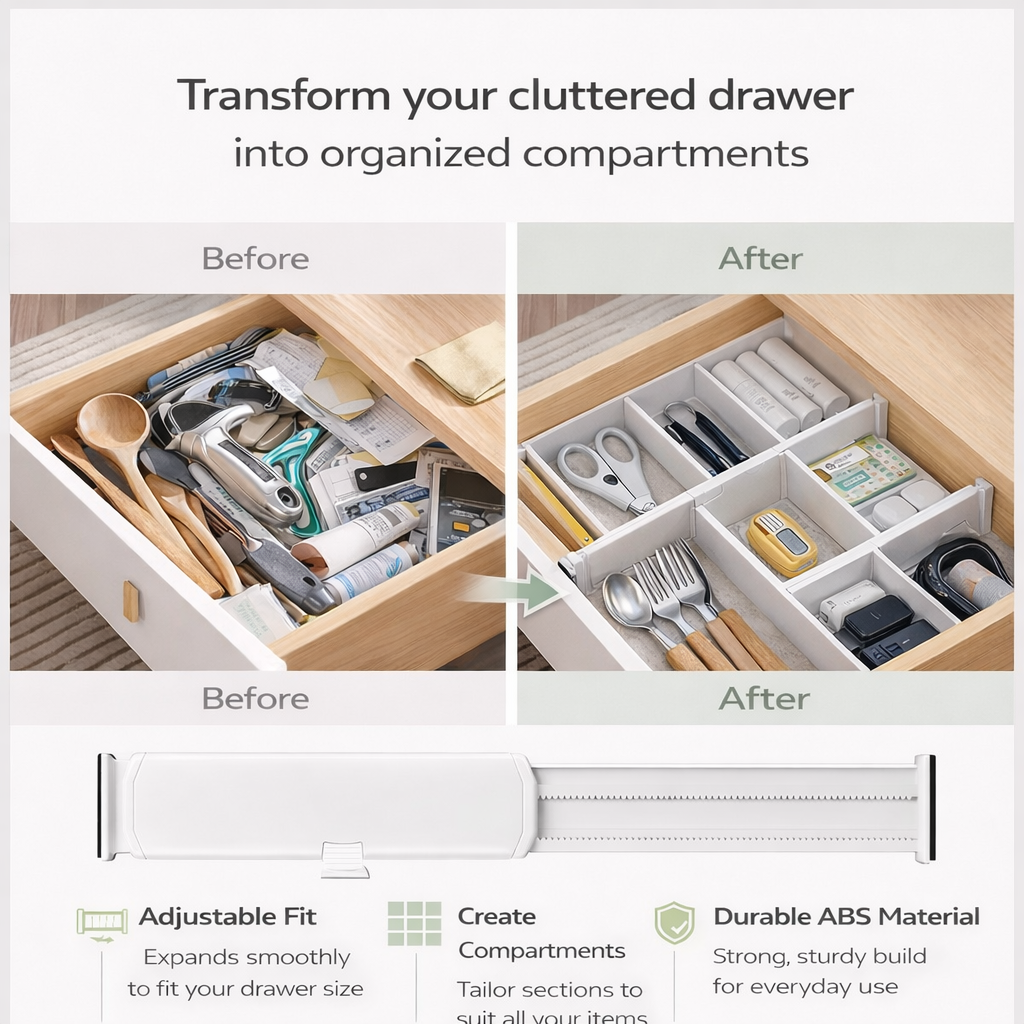 PUREUTILITY Adjustable Drawer Dividers Organizer