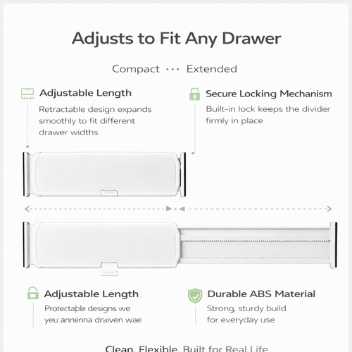 PUREUTILITY Adjustable Drawer Dividers Organizer