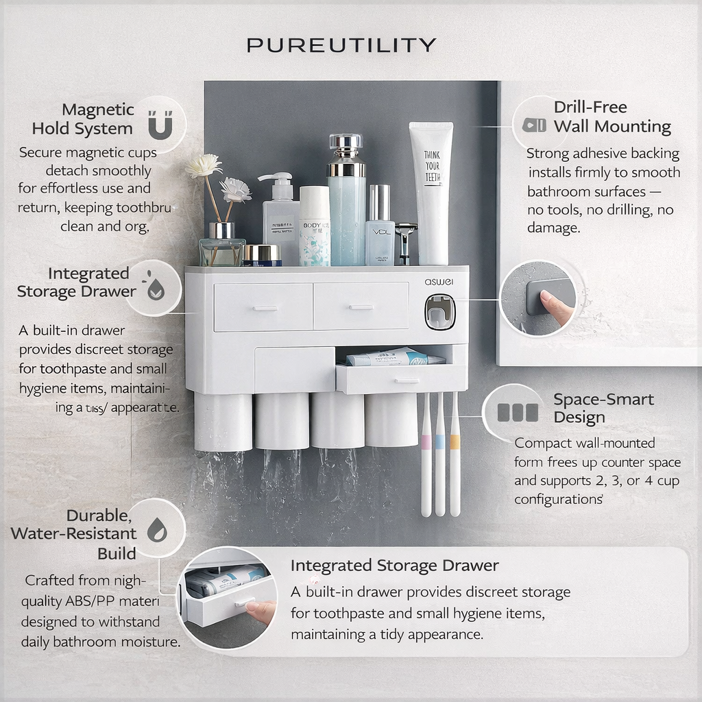 PUREUTILITY Drawer Toothbrush Organizer