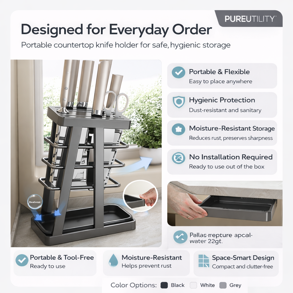 PUREUTILITY Wall-Mounted Kitchen Knife Holder