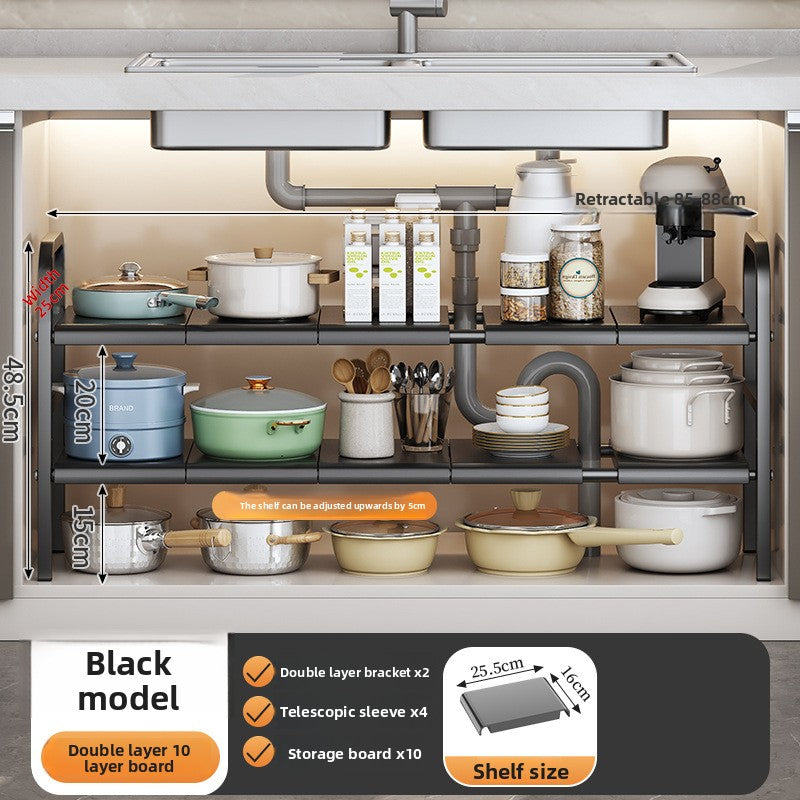 PUREUTILITY Adjustable Under-Sink Kitchen Storage Rack