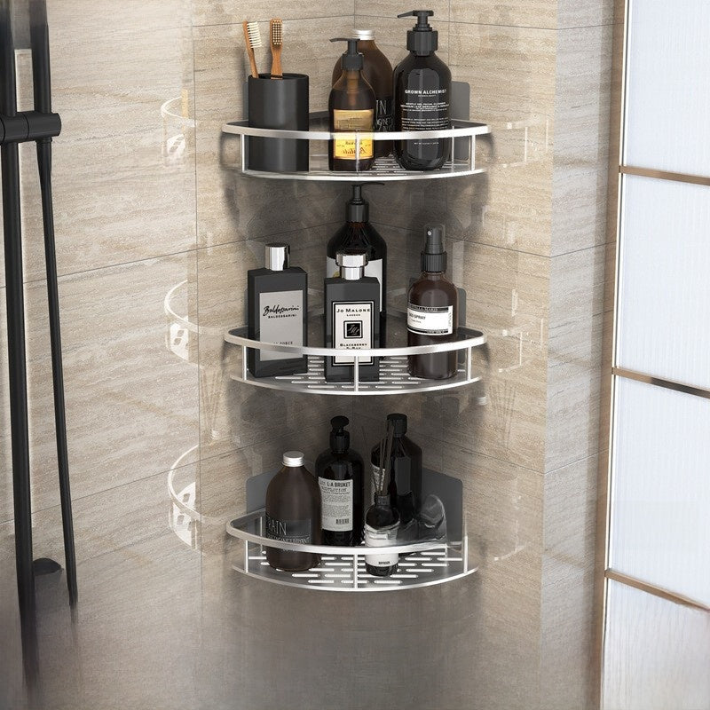 PUREUTILITY Corner Shower Storage Basket – No-Drill Wall Mounted