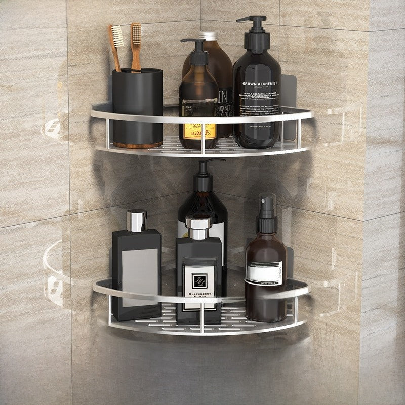 PUREUTILITY Corner Shower Storage Basket – No-Drill Wall Mounted