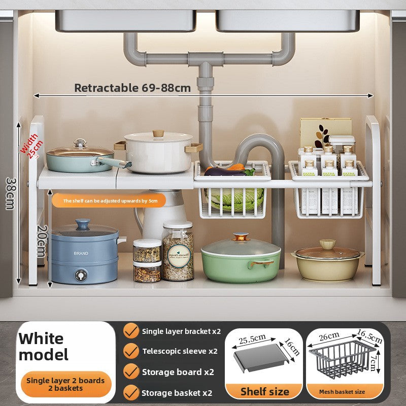 PUREUTILITY Adjustable Under-Sink Kitchen Storage Rack