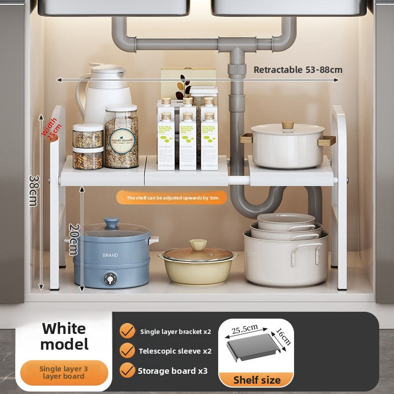 PUREUTILITY Adjustable Under-Sink Kitchen Storage Rack