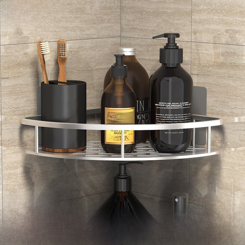 PUREUTILITY Corner Shower Storage Basket – No-Drill Wall Mounted